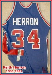 Keith Herron 1980 81 Game Worn Pistons Fire Side Jersey