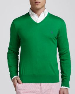 polo ralph lauren v neck cotton cashmere sweater crosby green $ 145