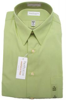 Van Heusen Mens Light Green Regular Fit Poplin Dress Shirt $45