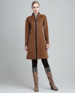 lafayette 148 new york roderick leather trim coat