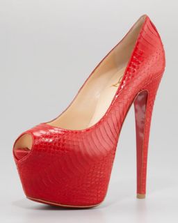 X1G7T Christian Louboutin Highness Watersnake Red Sole Pump, Rouge