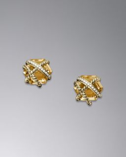 Cable Wrap Earrings, Champagne Citrine, 10mm