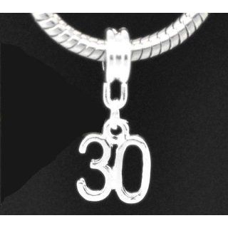 Divine Beads Age 30 Silver Plated Dangle Charm Bead fits Pandora