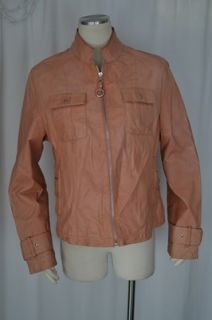 Wilsons Leather Pale Pink Front Zipper Fitted Modern Jacket Women Sz L
