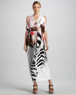 T5GDR Melissa Masse Zebra Print Caftan Dress, Womens