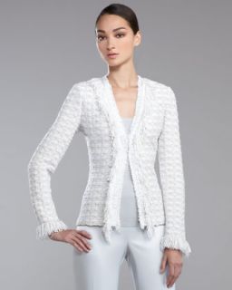 St. John Collection Shredded Tweed Jacket, Cream   