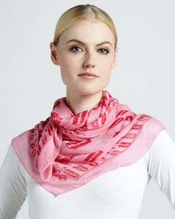 razor blade print square scarf hot pink $ 235