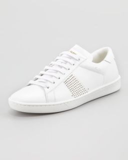 X1N7H Saint Laurent Saint Laurent Studded Sneaker, White