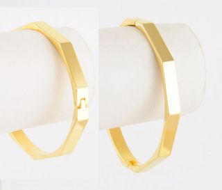 14kt gold ep octagon oval hinged bangle bracelet