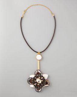 Y1ETR Marni Flower Pendant Leather Necklace