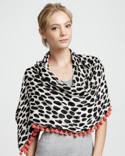 animal dots pompom trim scarf $ 185