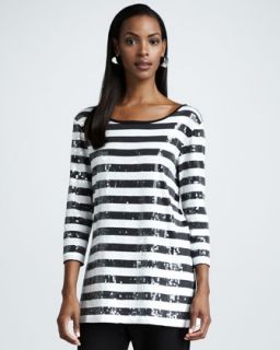  available in black white $ 188 00 joan vass striped sequined tunic