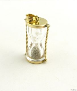 Hourglass Pendant   10k Yellow Gold Working Hour Glass Sand Timer
