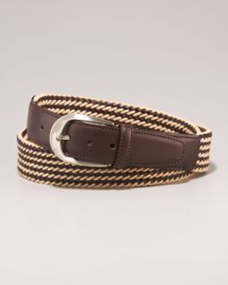 N1UGS Erreghe Woven Leather Belt, Beige/Brown
