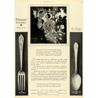 1927 Ad Art Deco Treasure Sterling Silver Flatware William