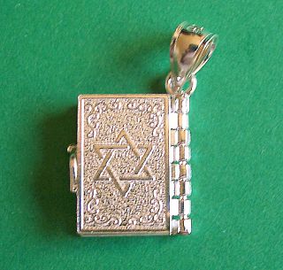 Jewish Hebrew Sterling Silver 925 Pendant Prayer Mini Book Locket New