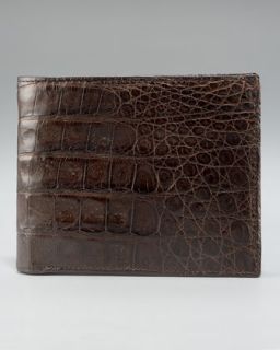 Crocodile Bi Fold Wallet, Brown