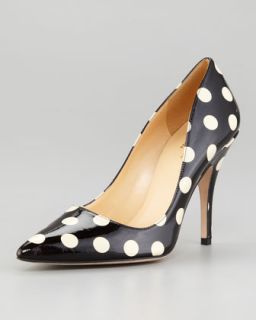  polka dot patent leather pump available in black cream $ 298 00 kate