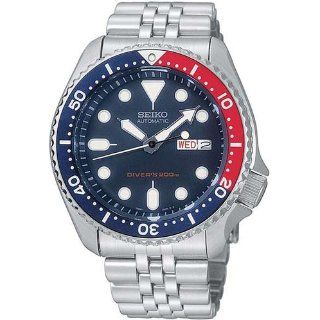 SEIKO Mens Stainless Steel Automatic Divers Watch with Dark Blue