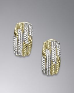 Y19QN David Yurman Labyrinth Earrings, Pave Diamonds
