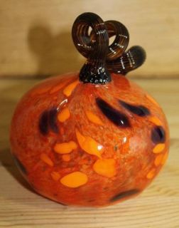 Havest Orange Hand Blown Glass Pumpkin Home Decor Collector Item