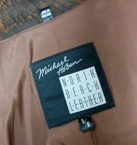 Vintage Michael Hoban North Beach Distressed Lambskin Leather Coat