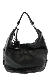 Tignanello New Black Leather Polished Hobo Handbag Medium BHFO