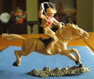 Vintage Cowboy on Horse with Lasso Elastolin Austria