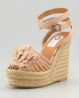 X1HLG Lanvin Grosgrain Pompom Espadrille Wedge