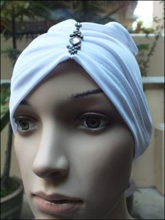 TB27 Hijab Underscarf White Abaya Headcover Tie Back Stretch Fabric
