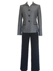 Evan Picone New Black Silver Jacket Pant Suit Petite Size 8P Retail $