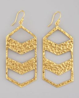 Y1C6W Nest Hammered Gold Chevron Drop Earrings