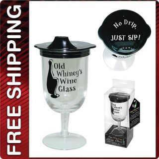 Old Wineys Wine Drinking Drink Glass Mug Cup W/ Sippie Lid Gag
