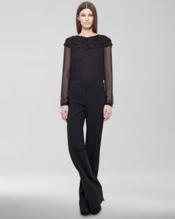 paillette yoke chiffon blouse karla wide leg pants $ 395 395