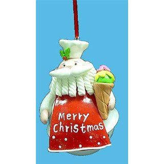 4 Santa Claus Chef with Ice Cream Cone Jingle Bell