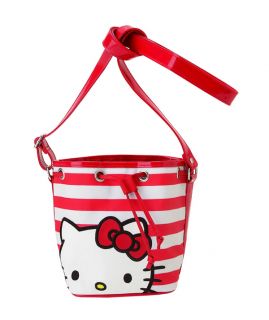 New Sanrio Hello Kitty Red Stripes Shoulder Pouch Purse Bag