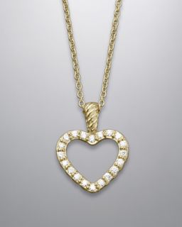 Y08ZR David Yurman Pave Diamond Cable Collectibles Heart Necklace