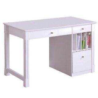 Wood Desk w/ File Drawer, White