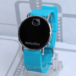 New Hello Kitty Watch Fashion LED Soft Silicone Wristwatch Skyblue