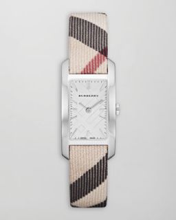  in silver $ 550 00 burberry check strap rectangular watch $ 550