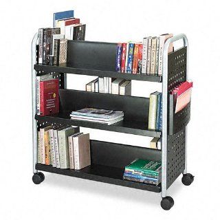  Book Cart, Six Shelves, 40 x 17 1/4 x 41 1/2, Black