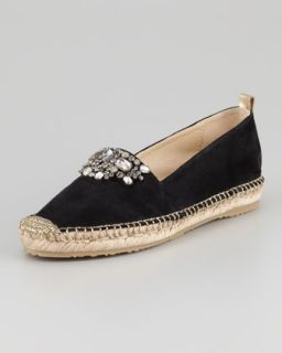 Galion Suede Espadrille Flat, Black