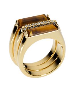 Michael Kors Tigers Eye Stack Ring with Pave Detail   