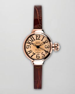 Philip Stein Rose Gold Chronograph Watch on Black Silicone Strap