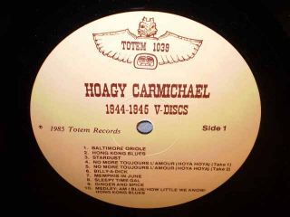 Hoagy Carmichael 1944 45 V Disc Sessions Canada LP