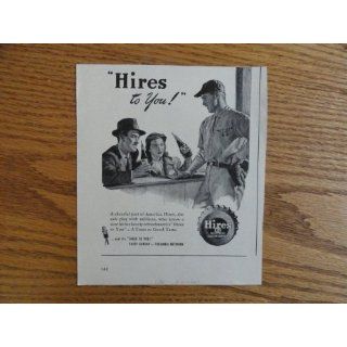 Hires Root Beer.1947 Print Ad. (baseball player/man/woman
