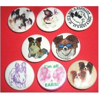 Set of 8 Papillon Dog Pinback Buttons Pins Everything