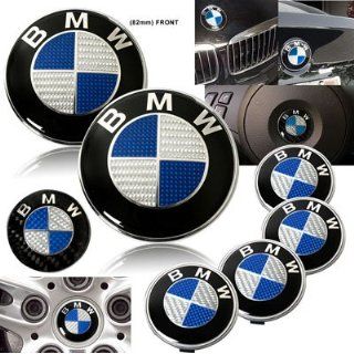 1988 1999 BMW E31 840 850 Carbon Blue Emblems with Wheel Caps Set