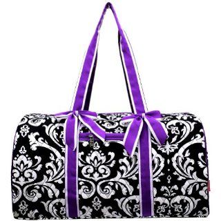 Damask Quilted White Stripe Duffle Bag Purple Clothing