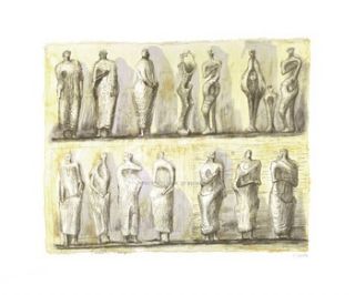 Henry Moore Standing Figures Serigraph Abstract